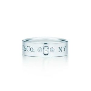 Tiffany & Co Sterling Silver Lock Diamond Ring 5.5